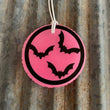 Load image into Gallery viewer, Halloween Bats Print Car Freshie | Glow In The Dark Pink | Wild Cherry Almond Scent