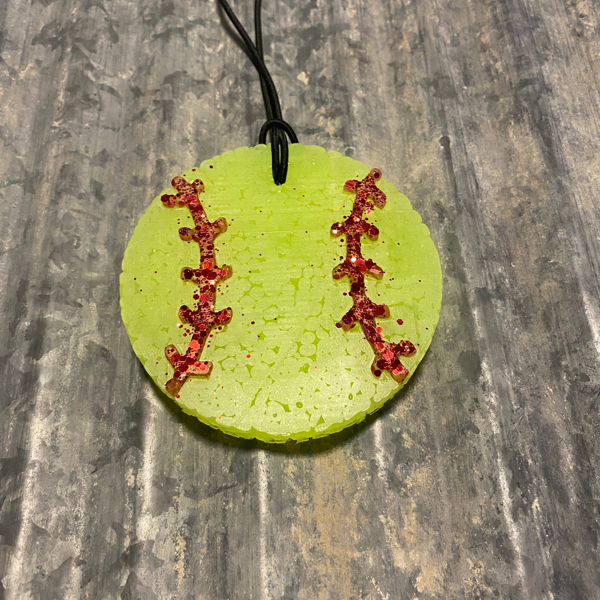 Softball Car Freshie Good Vibes Scent Rear View Jewels