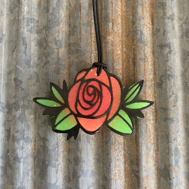 Mothers Day Flower Car Freshie Hot Pink, Peach, & Green Volcano Sc