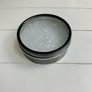 Car Candle Air Freshener | Black Tin & White Beads | Black Ice Scent