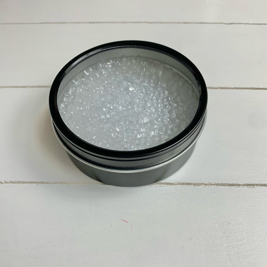 Car Candle Air Freshener | Black Tin & White Beads | Black Ice Scent