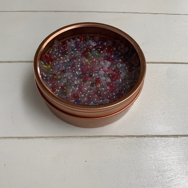 Car Candle Air Freshener | Rose Gold Tin & Multi Color Beads | Christmas Mix Scent