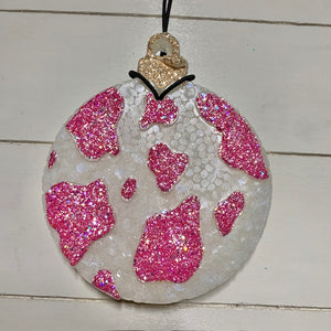 Cow print Ornament Pink Glitter | Marshmallow Fireside Scent