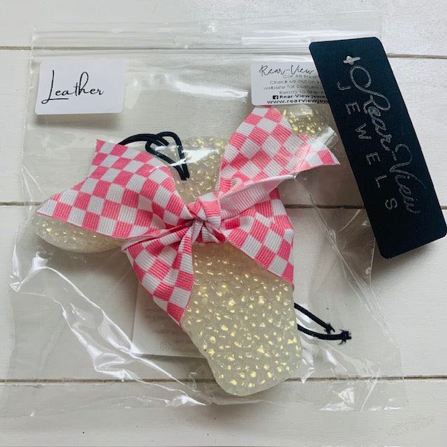 Cowhead with Pink Checkered Ribbon | Leather Scent