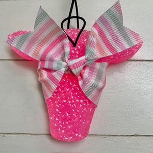 Hot Pink Cowhead with Stripe Ribbon | Blackberry Bliss Scent