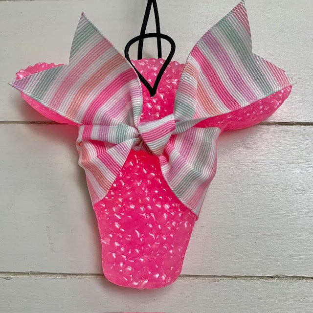 Hot Pink Cowhead with Stripe Ribbon | Blackberry Bliss Scent