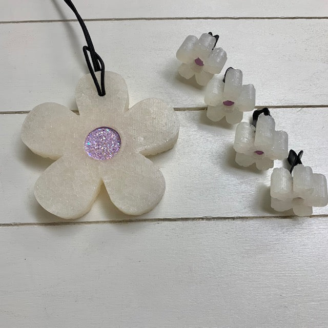 White Flower 5 piece set (Freshie and 4 vent clips)  | Butt Naked Scent