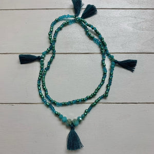 Teal Tassel Necklace