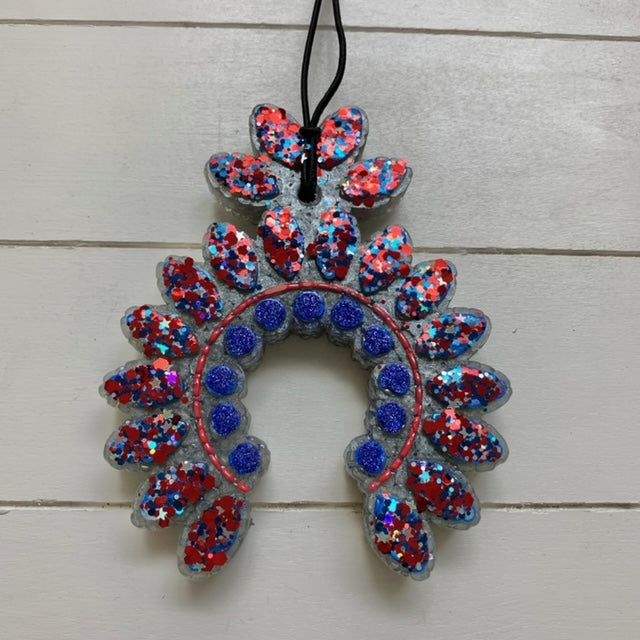 Squash Blossom | Silver With Patriotic Glitter | Blueberry Cheesecake Scent