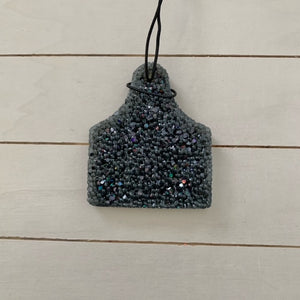 Ear Tag Car Freshie | Black With Glitter | Tropical Cowboy Scent