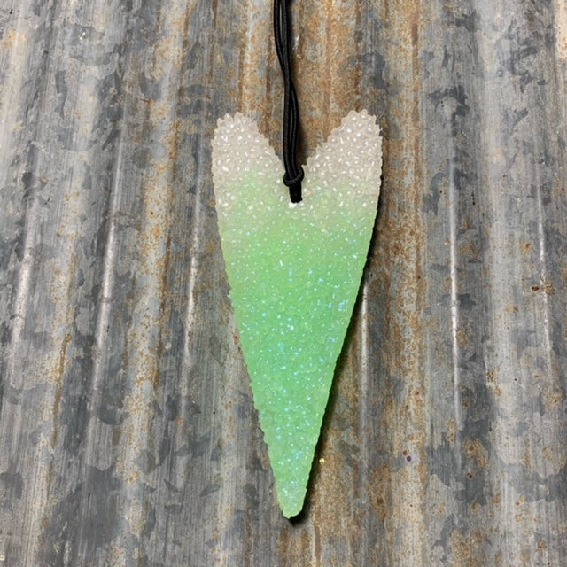 Long Heart Car Freshie | Pearl to Green Ombre | Cucumber Melon