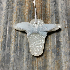 Cow Head Car Freshie | Pearl Color With White Ribbon | Buffalo Plaid Scent