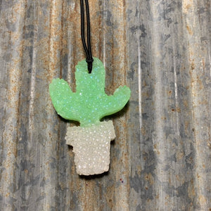 Potted Cactus Car Freshie | Pearl & Green | Cucumber Melon