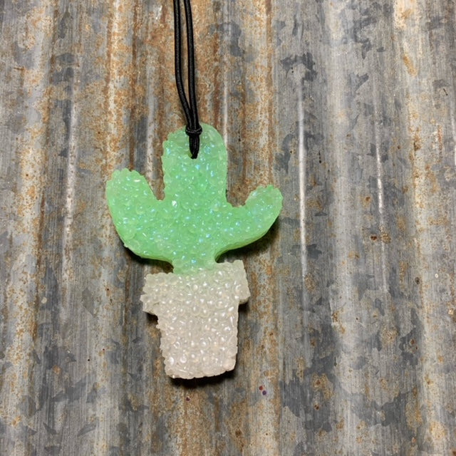 Potted Cactus Car Freshie | Pearl & Green | Cucumber Melon