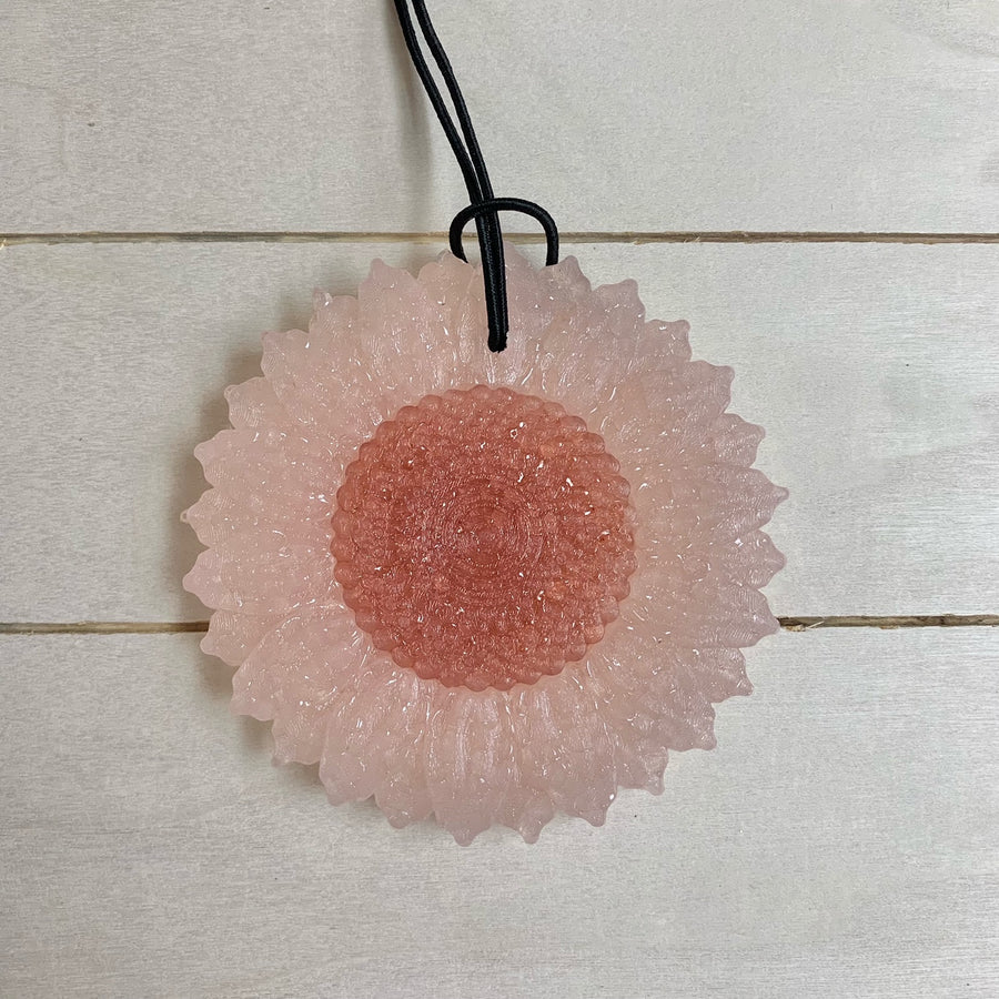 Sunflower Car Freshie | Blush Pink Petals | Brown Sugar & Fig Scent