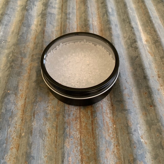 Car Candle Air Freshener | Black Tin & White Beads | Fresh Balsam Scent