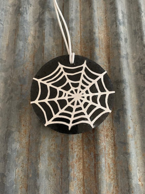 Spider Web Print Car Freshie | Solid Black | Black Raspberry Vanilla Scent
