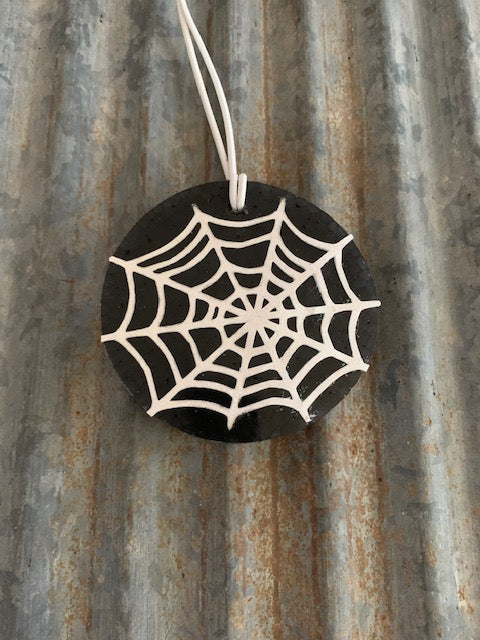 Spider Web Print Car Freshie | Solid Black | Black Raspberry Vanilla Scent