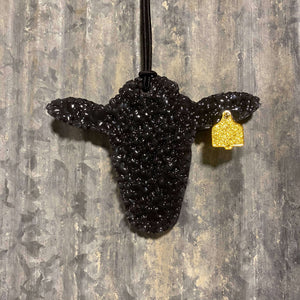 Cow Head Car Freshie | Black With Gold Ear Tag | Southern Charm Scent
