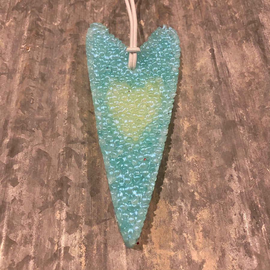 Long Heart Freshie | Green And Mint | Cactus Blossom Scent
