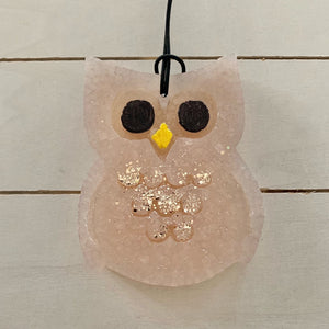 Owl Car Freshie | Champagne Sparkle Belly | Sugared Lemon Scent