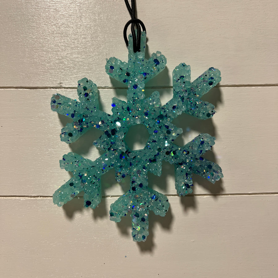 Large Snowflake | Teal With Blue & Mint Glitter | Peachy O Scent