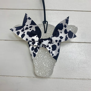 Cow Face Cow Print Ribbon | White Metallic | Coconut Lime Verbena Scent