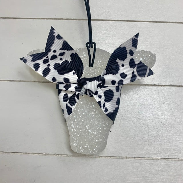 Cow Face Cow Print Ribbon | White Metallic | Coconut Lime Verbena Scent
