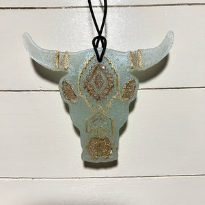 Aztec Bull Skull | Mint Color With Gold Glitter & Outline | Good Vibes Scent
