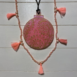 Ornament | Peach & Gold Colors With Peach Necklace | Sugared Spruce Scent