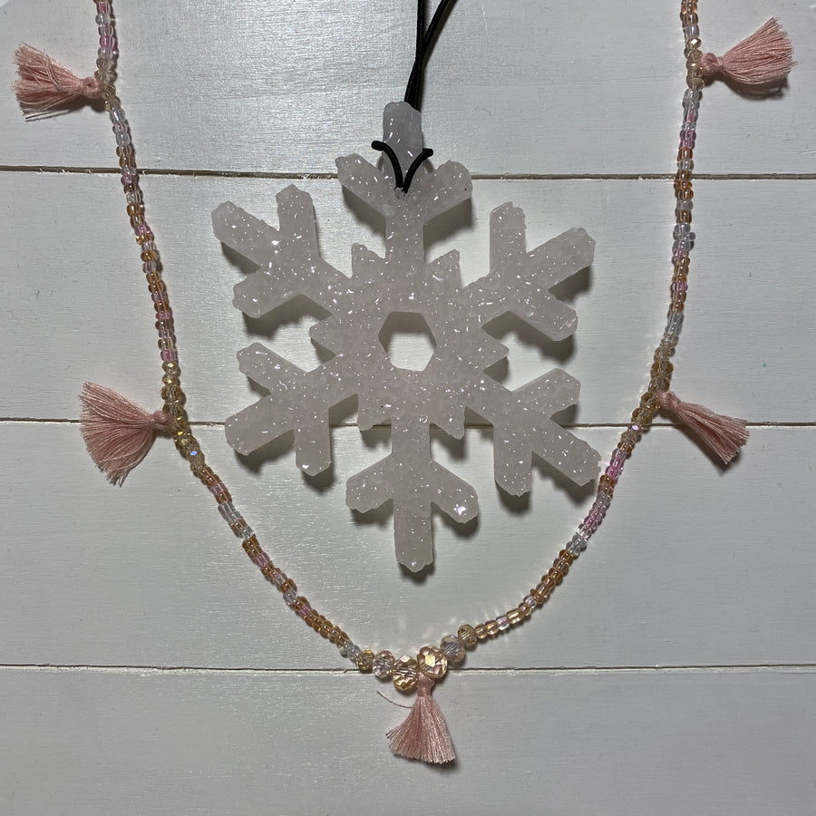 Large Snowflake | Blush With Pink Shimmer ecklace | Peachy O Scent