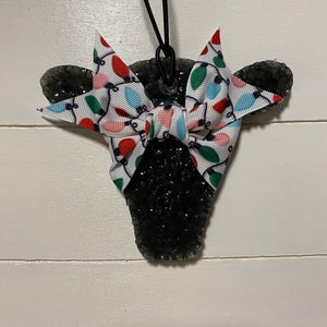 Cow Head | Black With Christmas Light Ribbon | Citrus Woods Scent