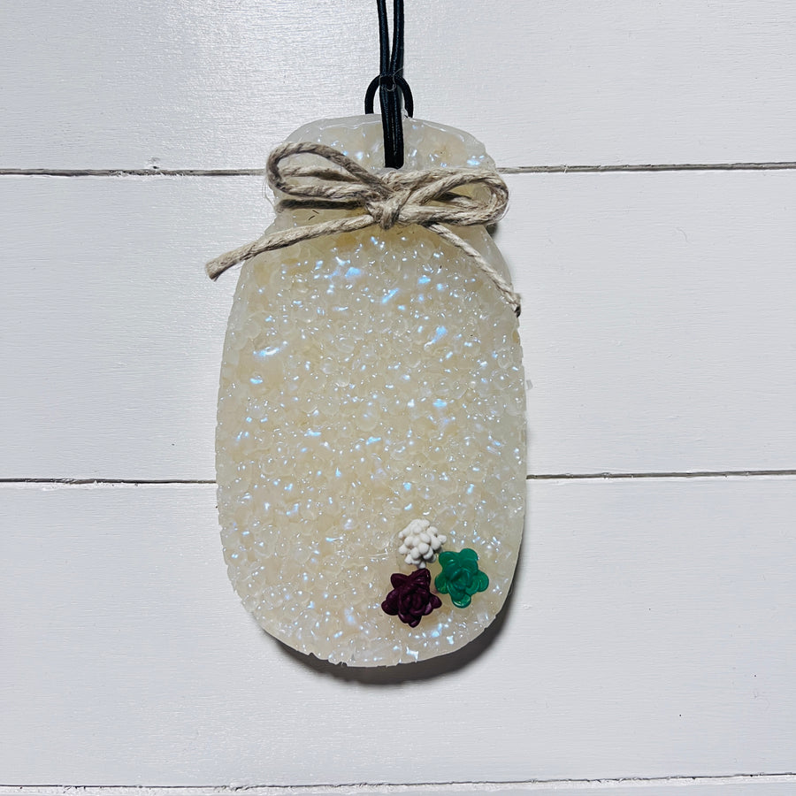 Mason Jar | Off-White With Succulents | Lush Blush Scent