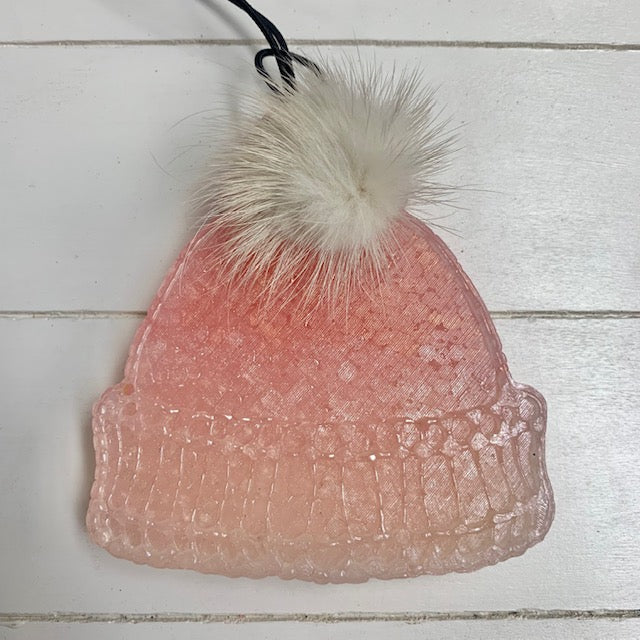 Beanie Ombre Rose Gold White Pom | Christmas Cookie Scent