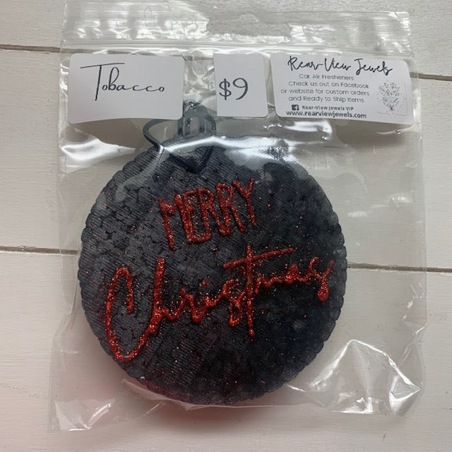 Merry Christmas Circle with glitter | Tobacco Scent
