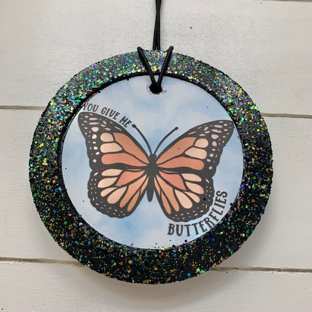 Butterfly Cardstock Circle with glitter | Sugared Lemon Scent
