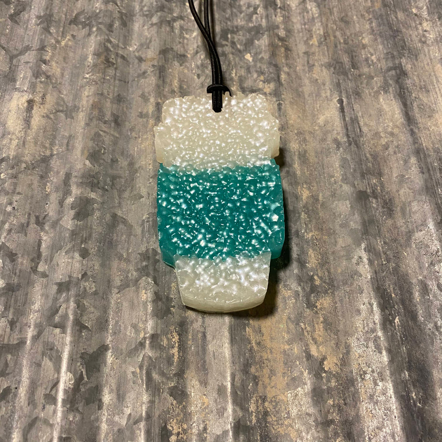 Venti Coffee Cup Car Freshie | White Pearl With Teal Coozie | Café Latte Scent
