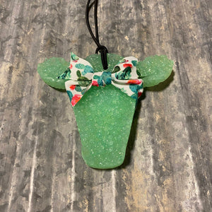 Cow Head Car Freshie | Mint With Cactus Ribbon | Volcano Scent