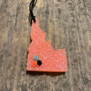 Idaho Car Freshie | Peach Pearl Color With Succulents | Butt Naked Scent