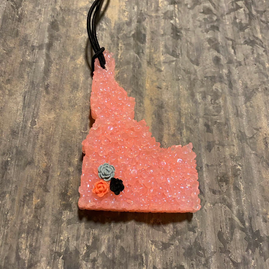 Idaho Car Freshie | Peach Pearl Color With Succulents | Butt Naked Scent