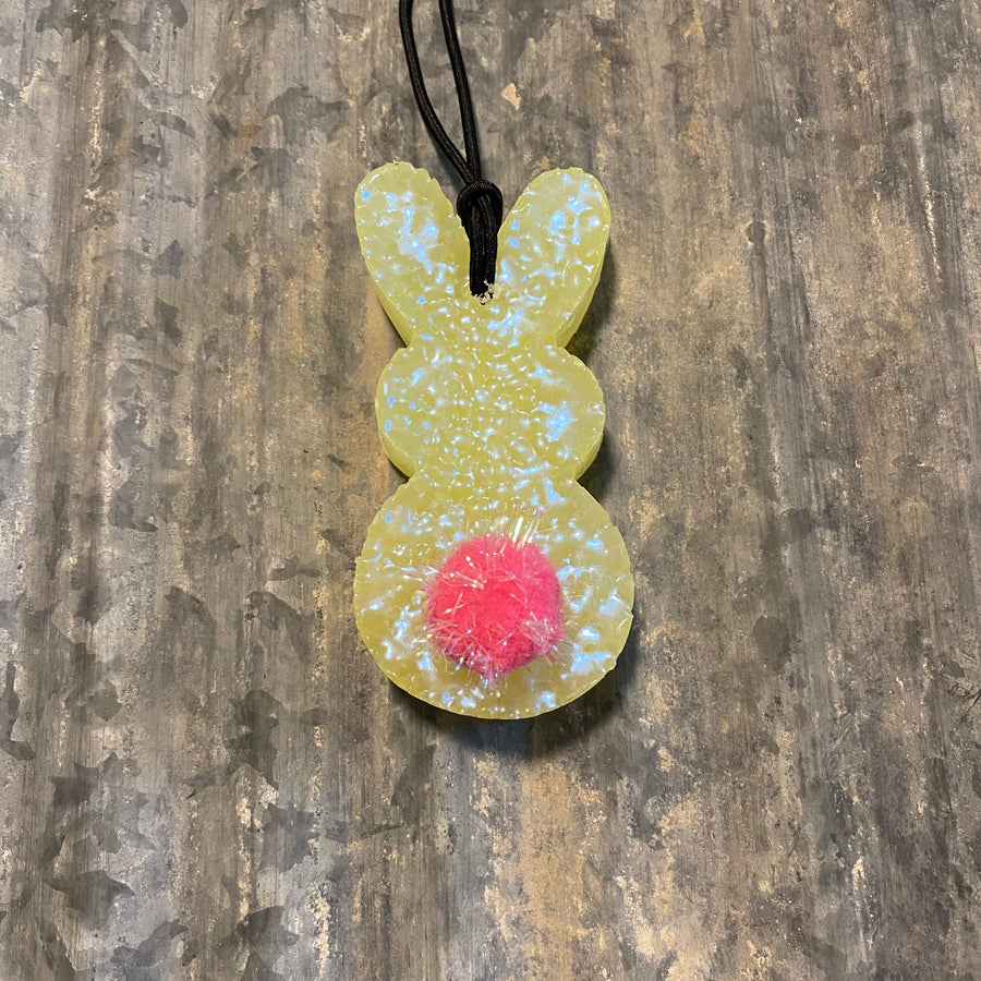 Bunny Car Freshie | Pastel Yellow With Hot Pink Tail | Watermelon Lemonade Scent