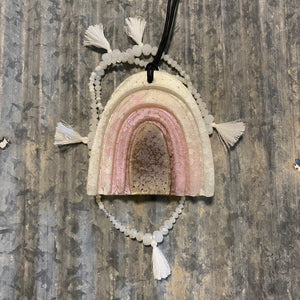 Rainbow Car Freshie | White Gold, Cotton Candy Pink, & Gold Necklace Set | Vanilla Pumpkin Marshmallow Scent
