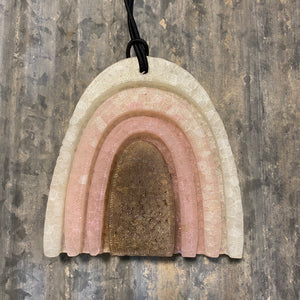 Rainbow Car Freshie | White Gold, Cotton Candy Pink, & Gold | Vanilla Pumpkin Marshmallow Scent