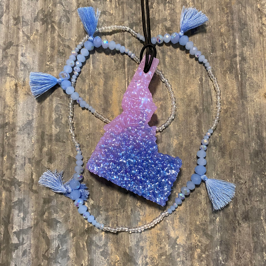 Idaho Car Freshie | Lavender to Dusty Purple Ombre Necklace Set | Coconut Scent