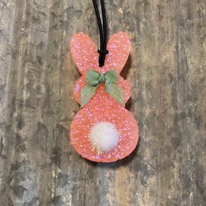 Bunny Car Freshie | Peach Colors With White Tail & Bow | Volcano Scent