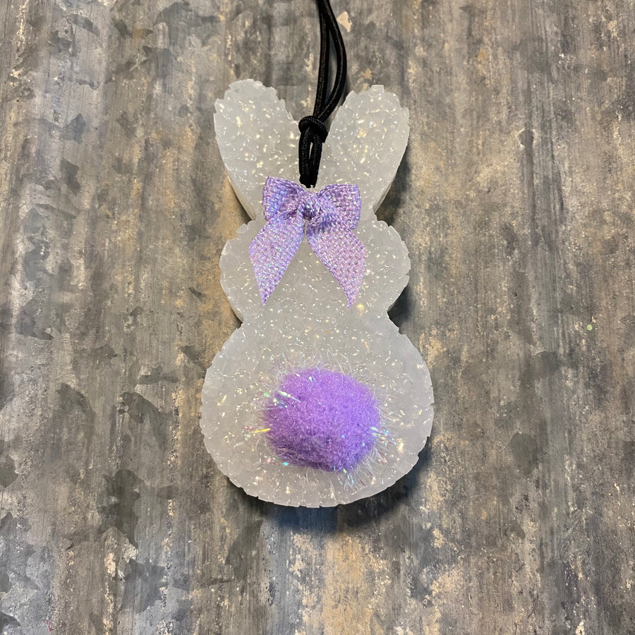 Bunny Car Freshie | White Gold With Purple Tail & Bow | Butt Naked Scent
