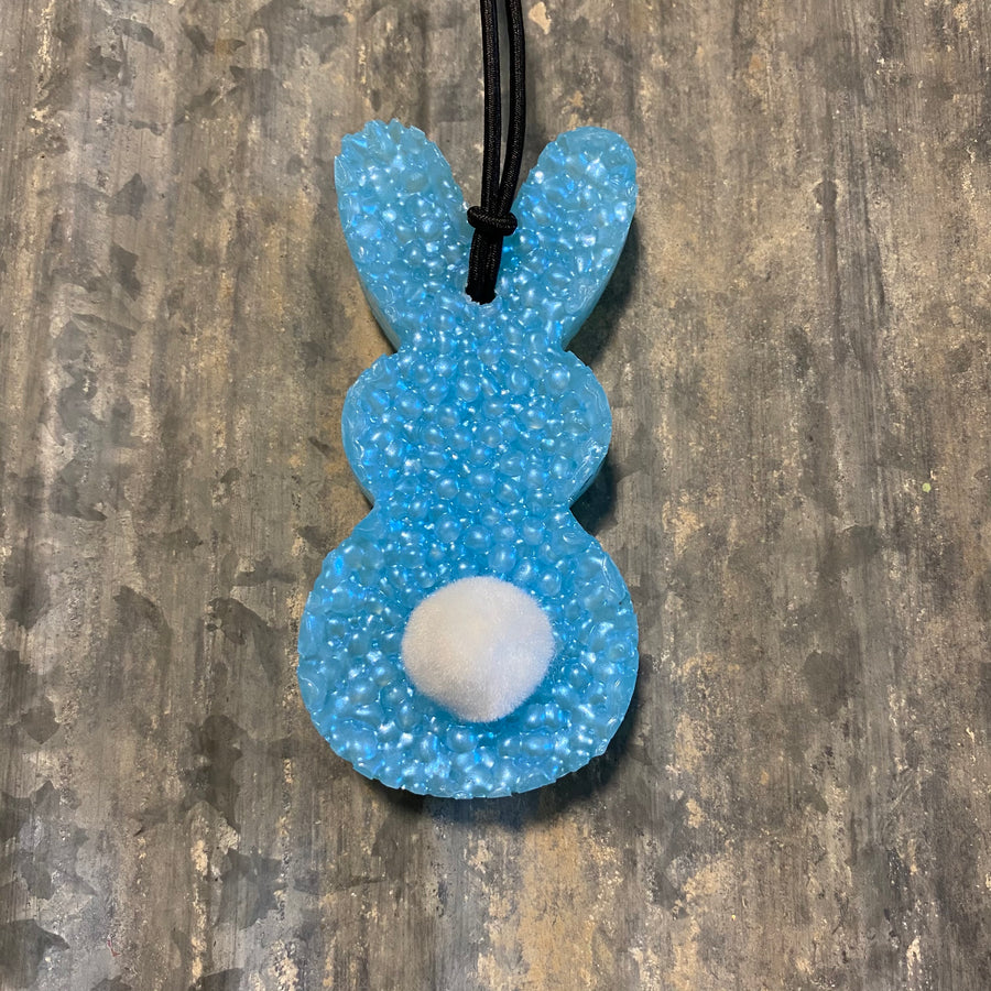 Bunny Car Freshie | Cinderella Blue With White Tail | Sun-Dried Linen Scent