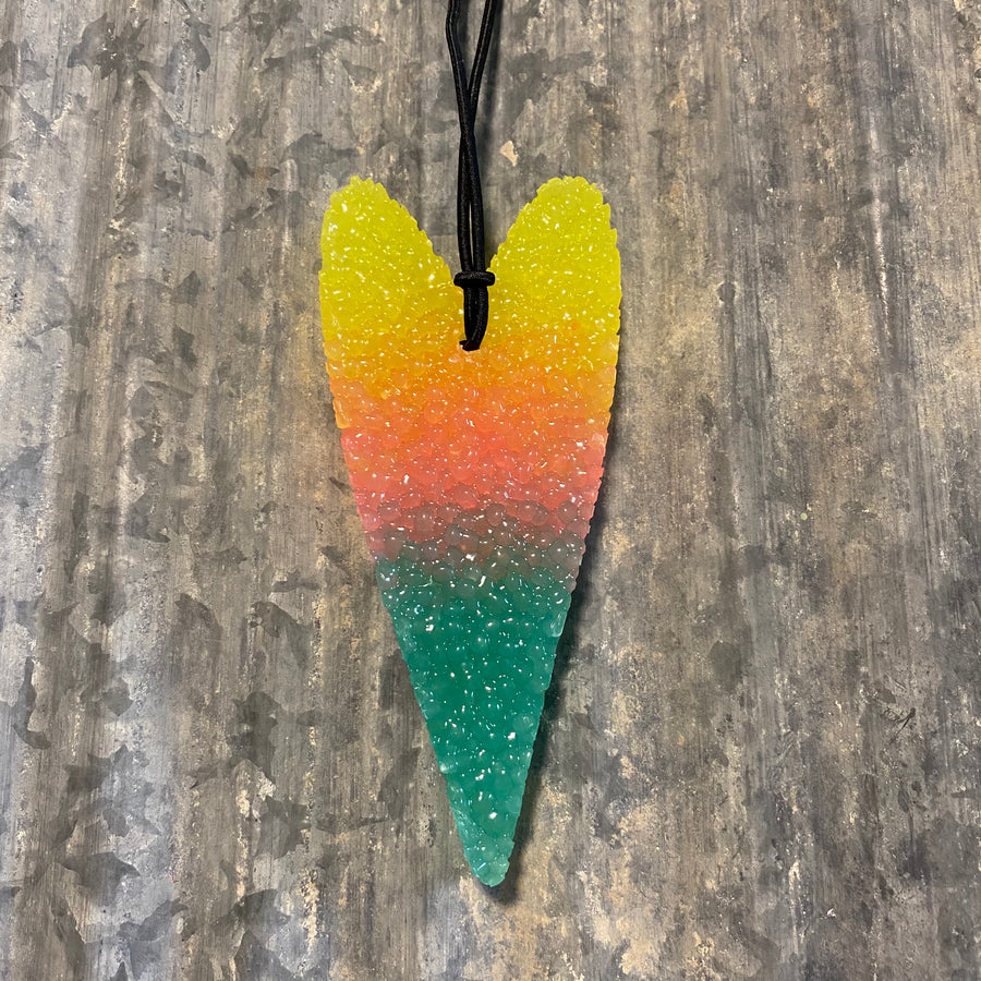 Long Heart Car Freshie | Neon Yellow, Neon Peach, & Neon Teal | Lovespell Scent