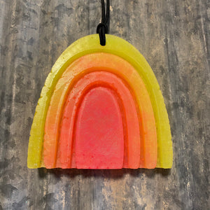 Rainbow Car Freshie | Neon Yellow, Neon Peach, Neon Pink | Volcano Scent