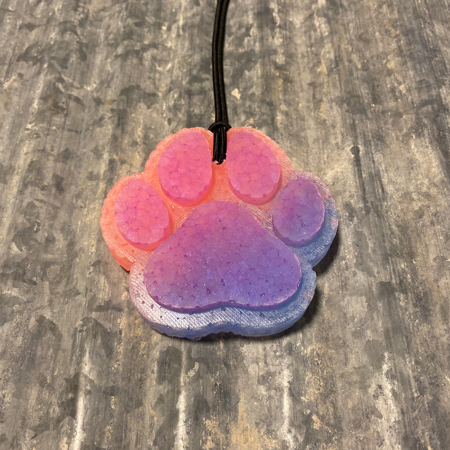Paw Print Car Freshie | Purple, Coral, Blue Ombre | Watermelon Lemonade Scent